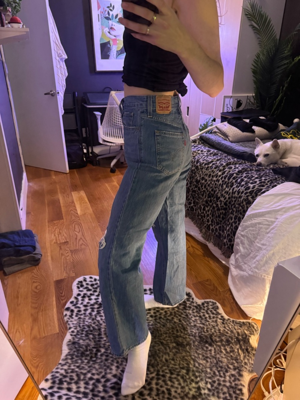 Levi's Vintage-Inspired Straight Leg Jeans in Medium Blue Denim